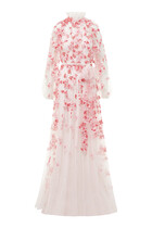 Floral Embroidered High Neck Gown